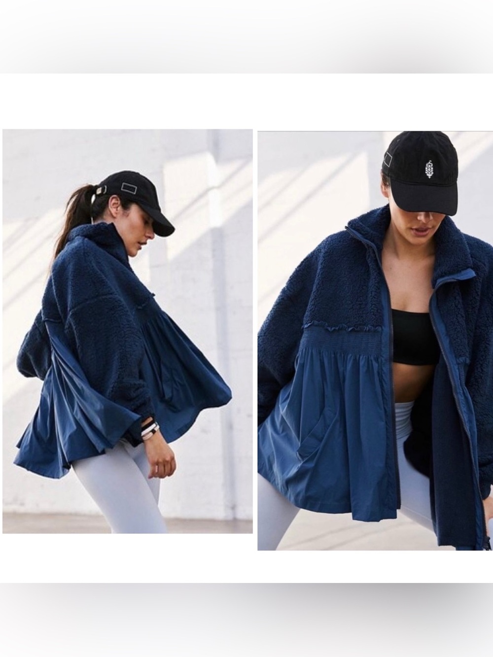 Free People Movement Ain't She Lovely Jacket in Navy blue Fleece Size Medium